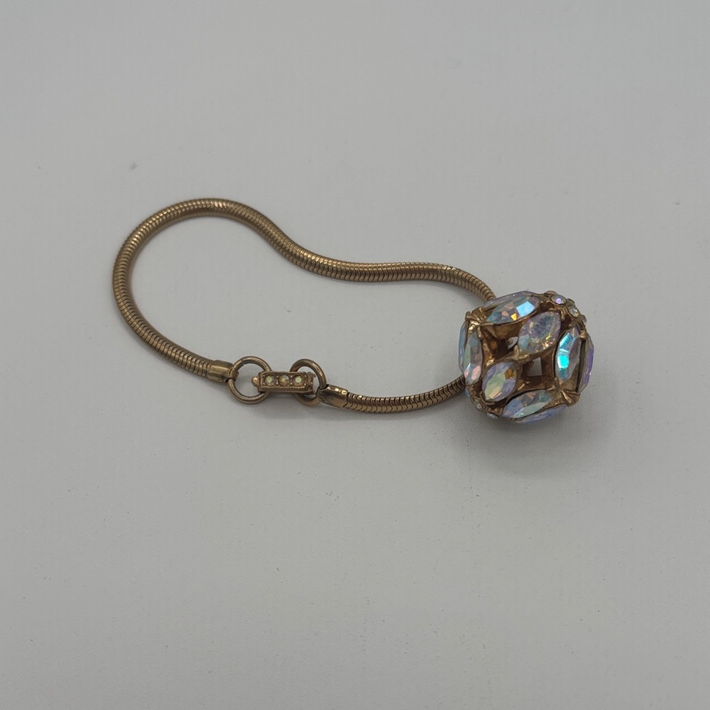 Vintage Bellini AB Crystal Rhinestone Elegant Dangle Bracelet Iridescent Accents